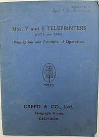 Nos 7 and 8 Teleprinters - Description and Principle of Operation, 1942 - Title page.jpg